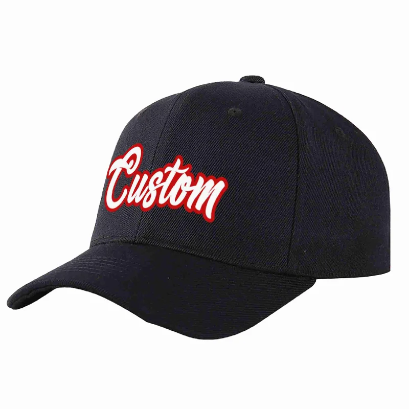 Custom Black White-Red Curved Eaves Sport Baseball Cap Design for Men/Women/Youth