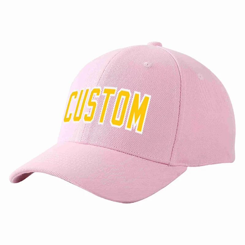 Custom Pink Gold-White Curved Eaves Sport Baseball Cap Design for Men/Women/Youth