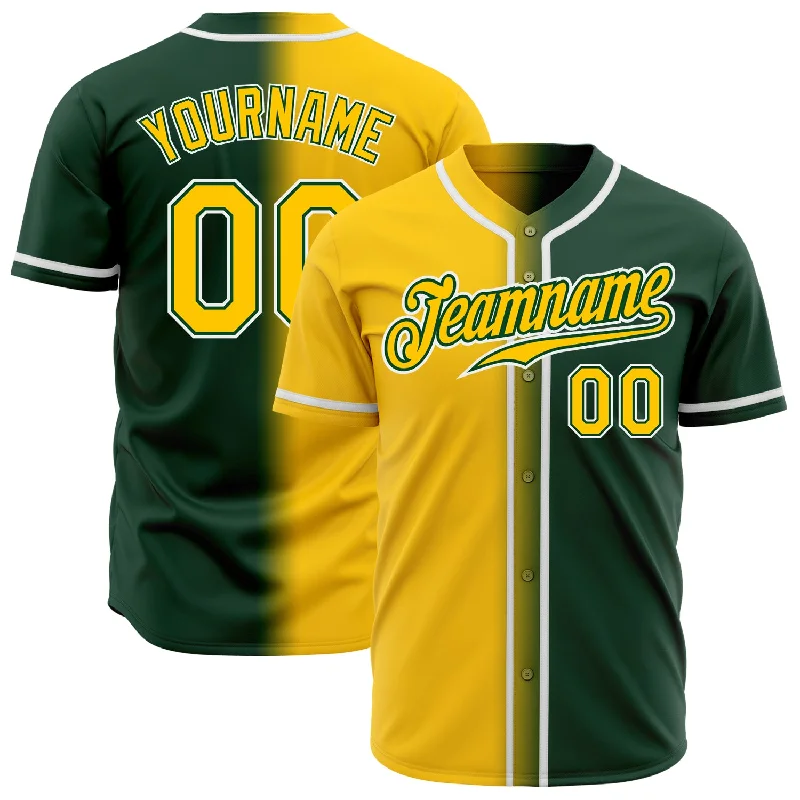 Custom Green Yellow-White Authentic Gradient Fashion Baseball Jersey