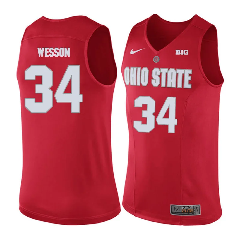 Ohio State Buckeyes 34 Kaleb Wesson Red College Basketball Basketball Jersey