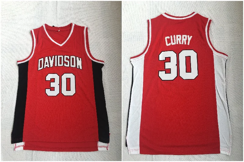 Davidson Wildcat 30 Stephen Curry Red Stitched College Basketball Basketball Jersey