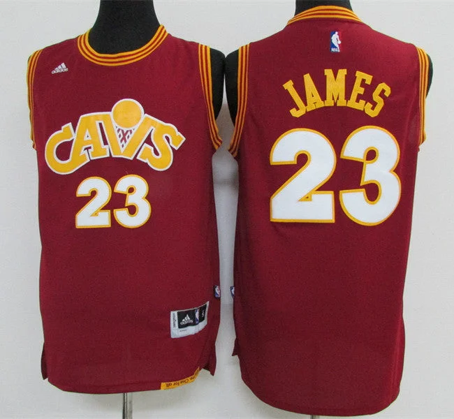 Cavaliers 23 LeBron James Burgundy Throwback Swingman Basketball Jersey