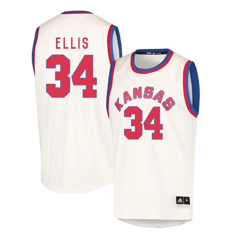 Kansas Jayhawks 34 Perry Ellis Cream Throwback College Basketball Basketball Jersey