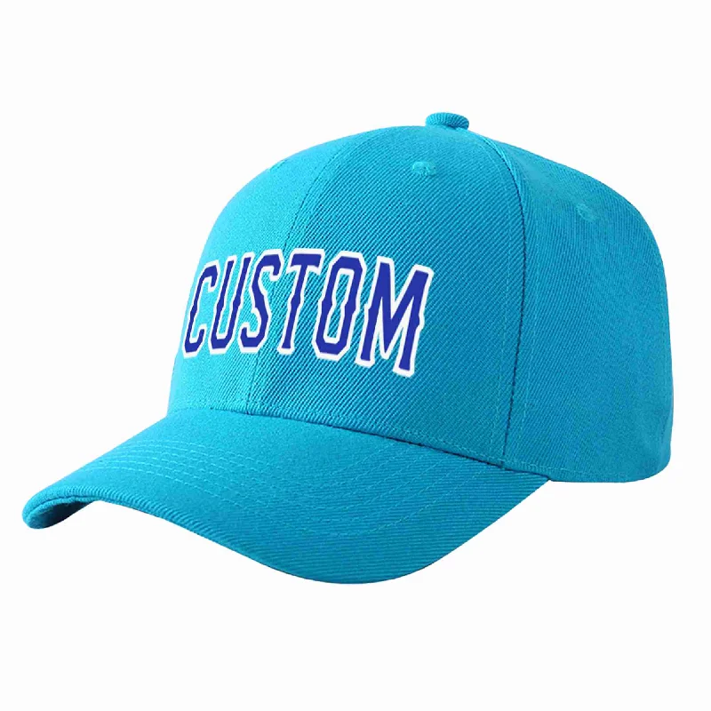 Custom Aqua Royal-White Curved Eaves Sport Baseball Cap Design for Men/Women/Youth