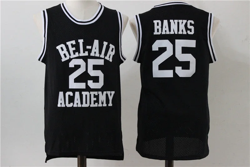 Bel Air Academy 25 Banks Black Stitched Basketball Basketball Jersey