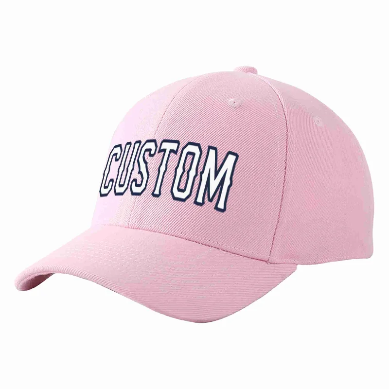 Custom Pink White-Navy Curved Eaves Sport Baseball Cap Design for Men/Women/Youth