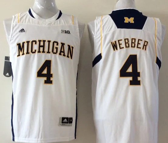 Michigan Wolverines 4 Chris Webber White College Basketball Basketball Jersey