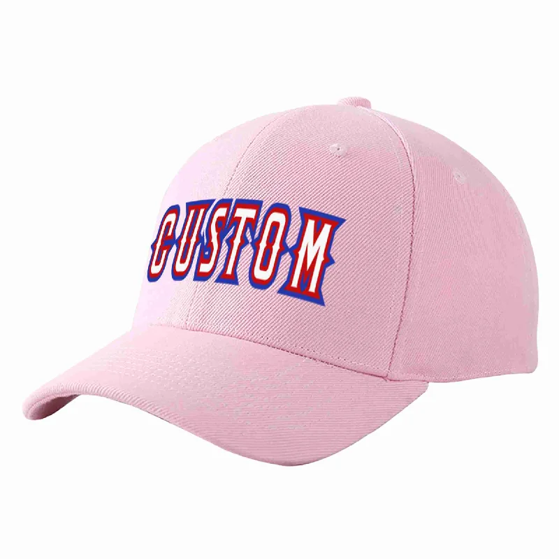 Custom Pink White-Red Curved Eaves Sport Baseball Cap Design for Men/Women/Youth