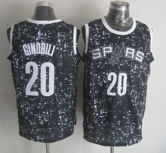 Spurs 20 Manu Ginobili Black City Luminous Basketball Jersey