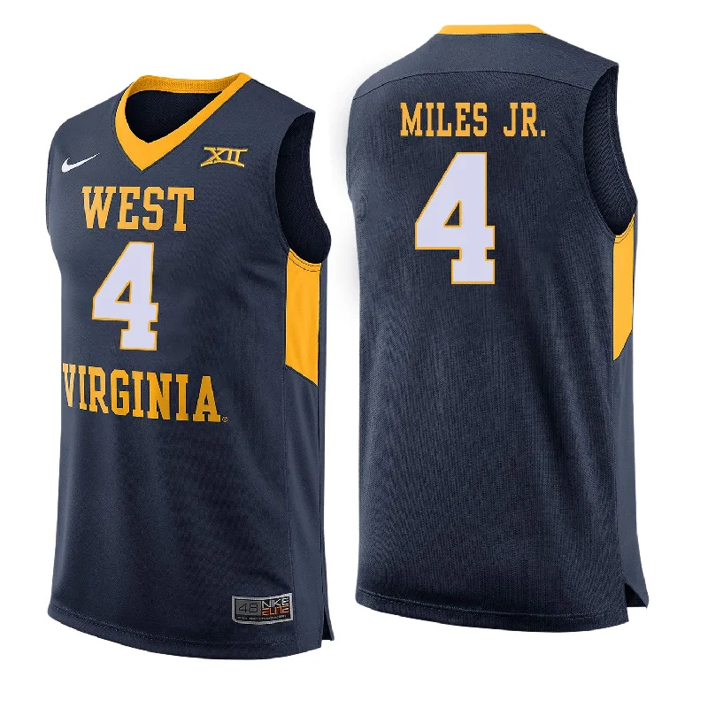 West Virginia Mountaineers 4 Daxter Miles Jr. Navy College Basketball Basketball Jersey