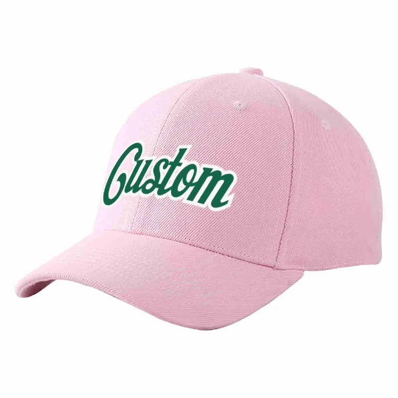 Custom Pink Kelly Green-White Curved Eaves Sport Baseball Cap Design for Men/Women/Youth