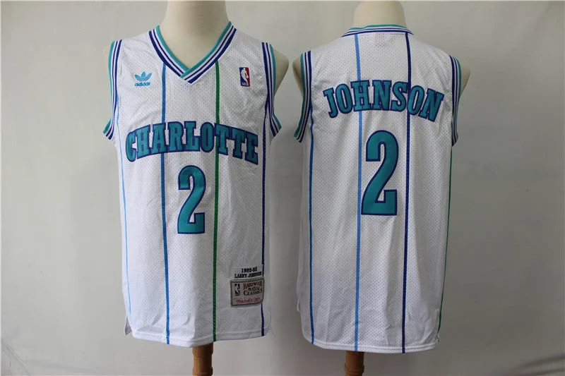 Hornets 2 Larry Johnson White 1992-93 Hardwood Classics Basketball Jersey