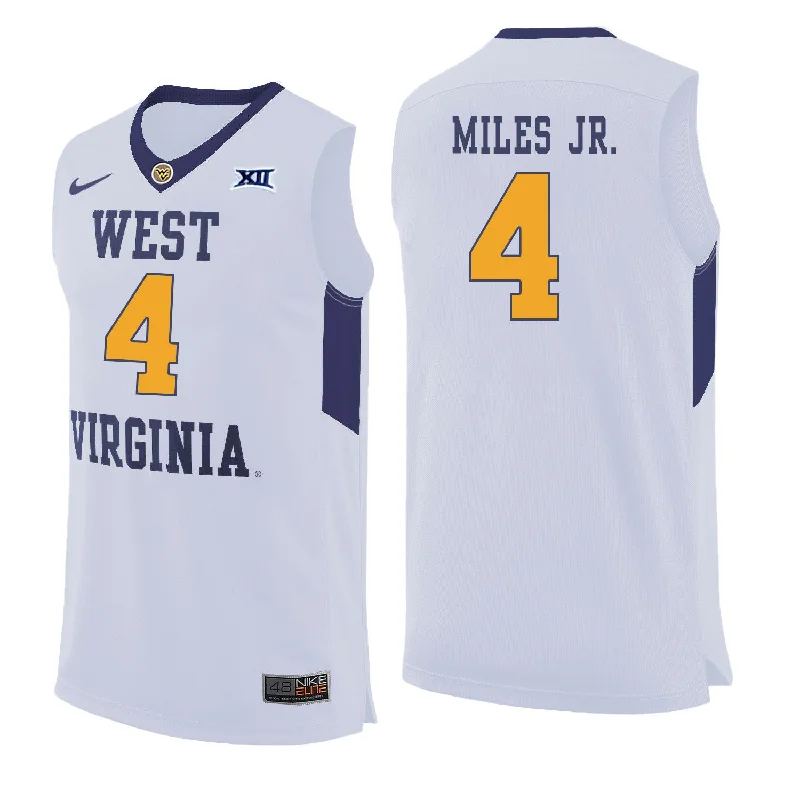 West Virginia Mountaineers 4 Daxter Miles Jr. White College Basketball Basketball Jersey