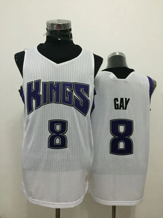 Kings 8 Gay White New Revolution 30 Basketball Jerseys