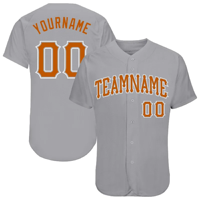 Custom Gray Texas Orange-White Authentic Baseball Jersey