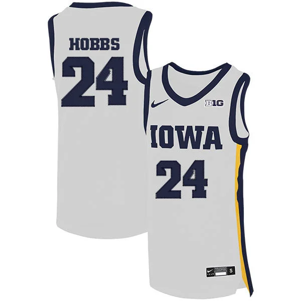 Iowa Hawkeyes 24 Nicolas Hobbs White Basketball College Basketball Jersey