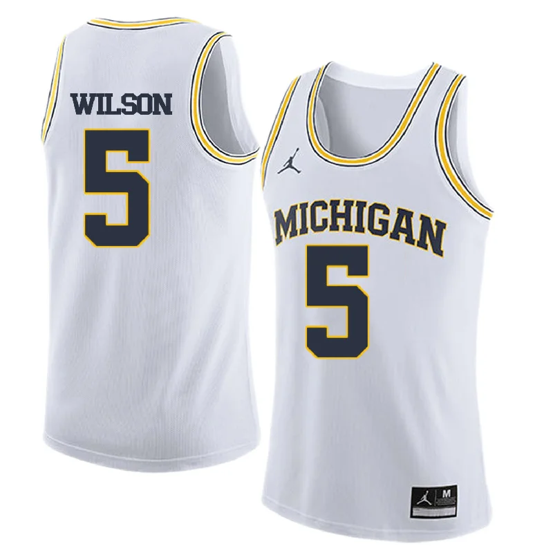 University of Michigan 5 D.J. Wilson White College Basketball Basketball Jersey