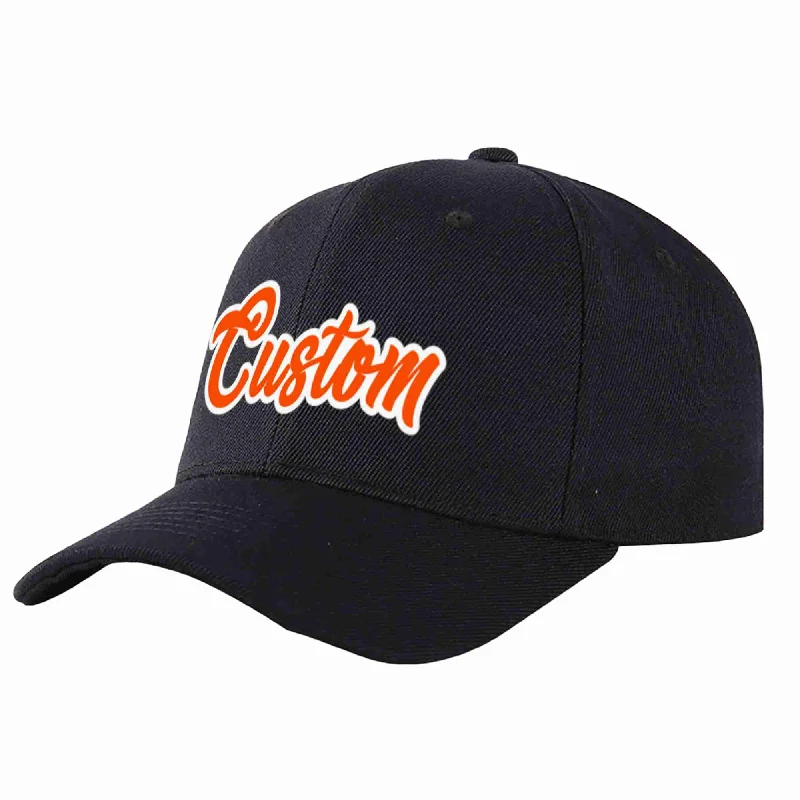 Custom Black Orange-White Curved Eaves Sport Baseball Cap Design for Men/Women/Youth