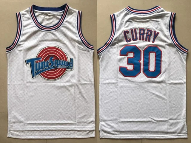 Tune Squad 30 Stephen Curry White Stitched Movie Basketball Jersey