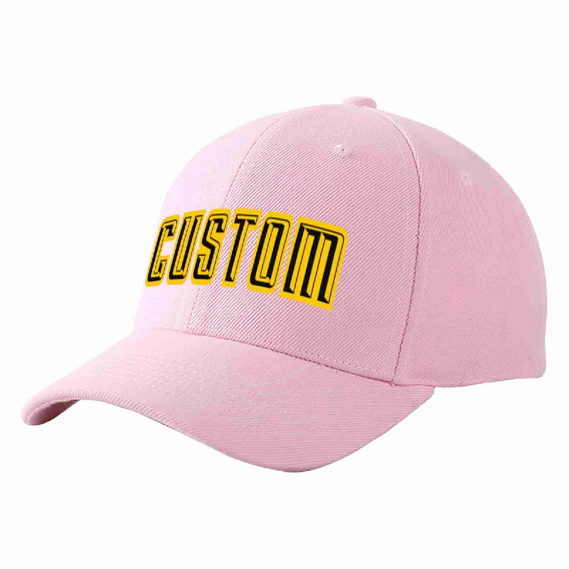 Custom Pink Black-Gold Curved Eaves Sport Baseball Cap Design for Men/Women/Youth