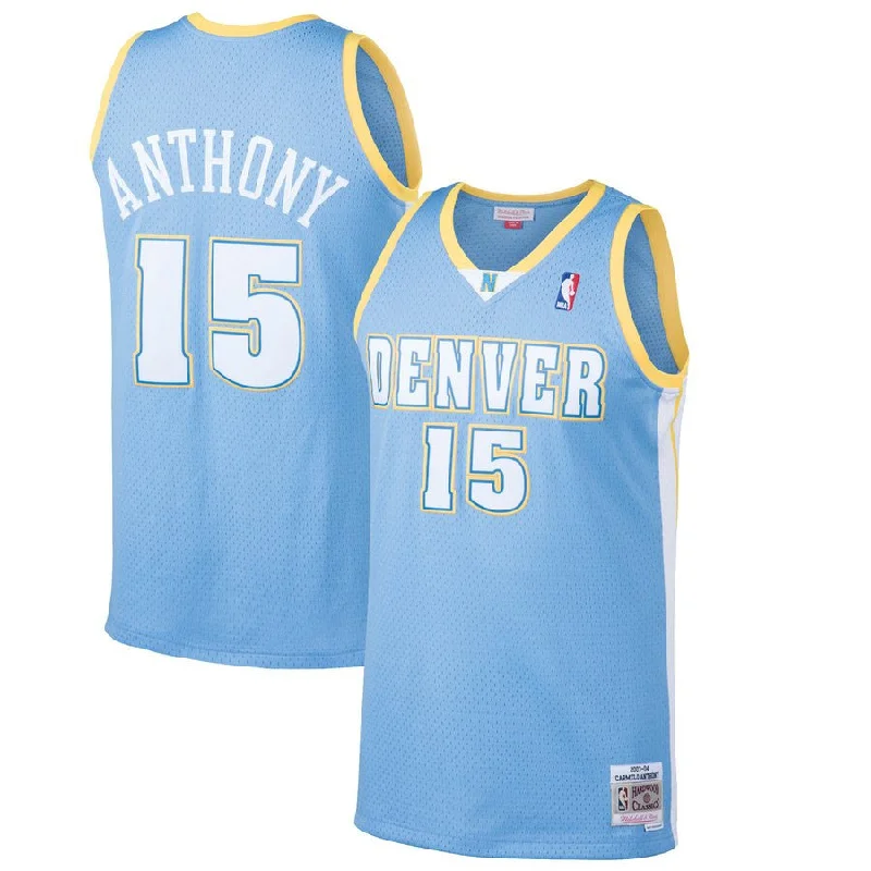 Nuggets 15 Carmelo Anthony Blue Mesh Hardwood Classics Basketball Jersey