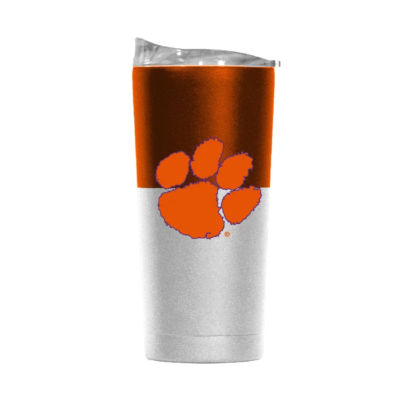 Clemson 20oz Colorblock White Powder Coat Tumbler