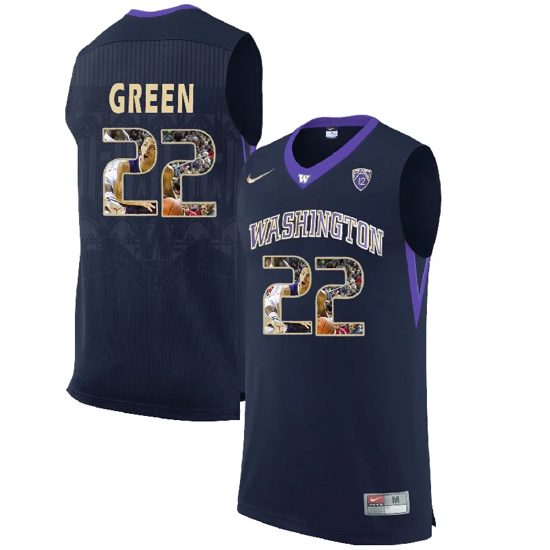 Washington Huskies 22 Dominic Green Black With Portait College Basketball Basketball Jersey