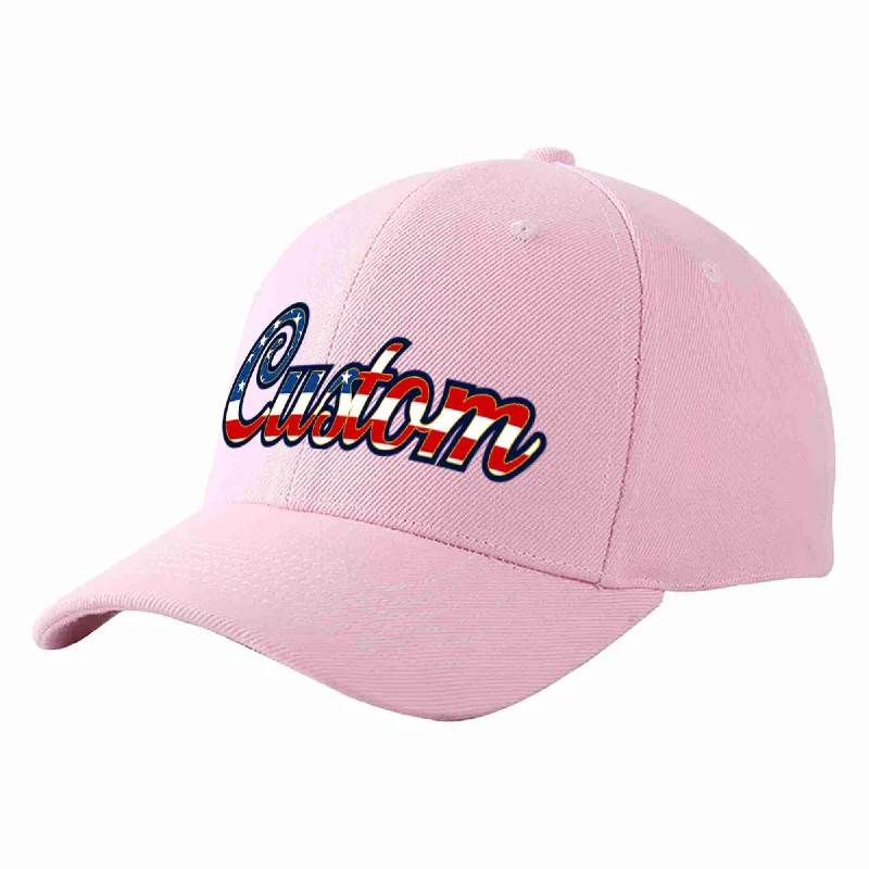 Custom Pink Vintage USA Flag-Gold Curved Eaves Sport Baseball Cap Design for Men/Women/Youth