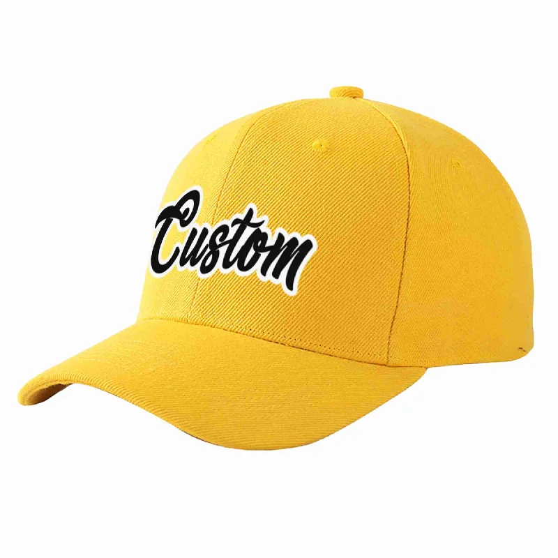 Custom Gold Black-White Curved Eaves Sport Baseball Cap Design for Men/Women/Youth