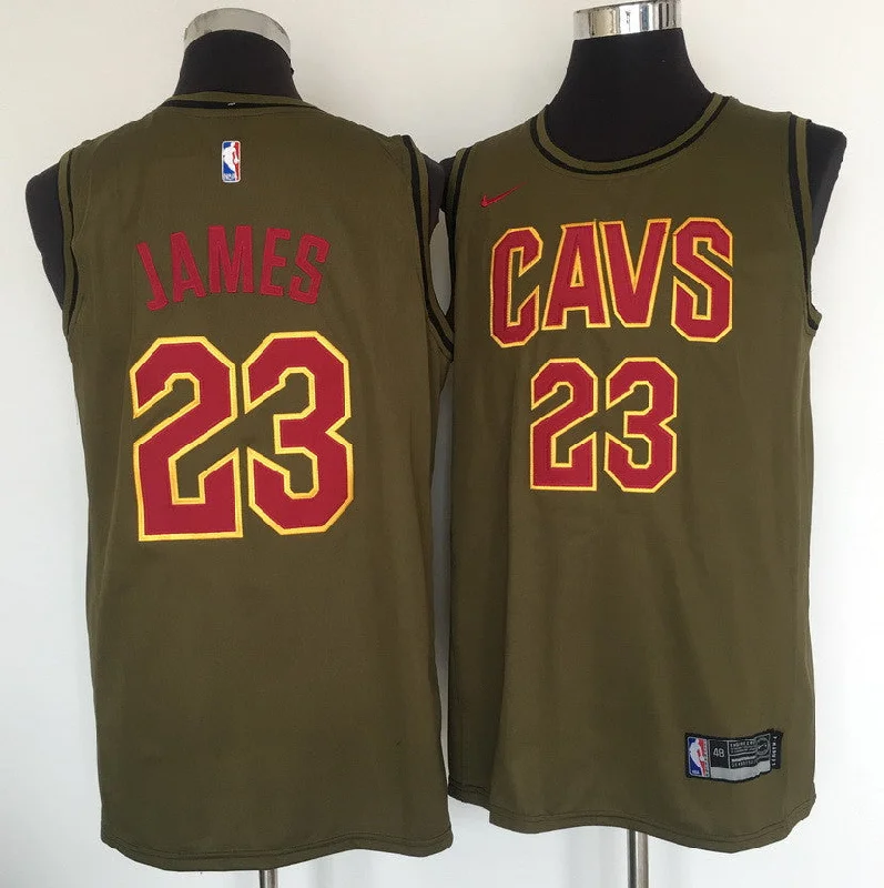 Cavaliers 23 Lebron James Olive Swingman Basketball Jersey