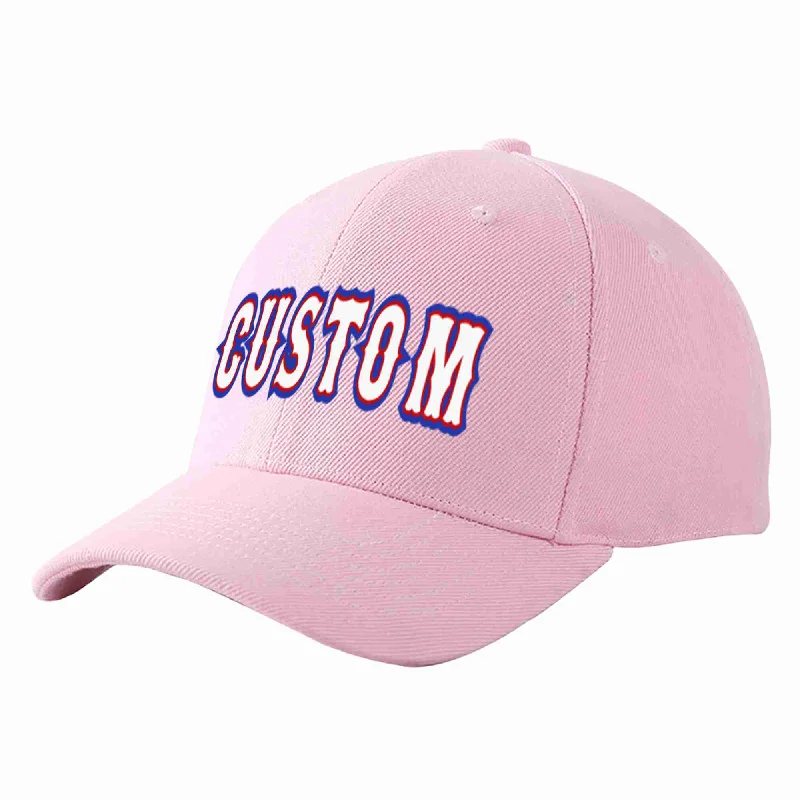 Custom Pink White-Red Curved Eaves Sport Baseball Cap Design for Men/Women/Youth