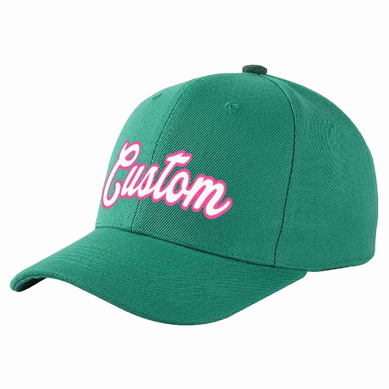 Custom Light Green White-Pink Curved Eaves Sport Baseball Cap Design for Men/Women/Youth