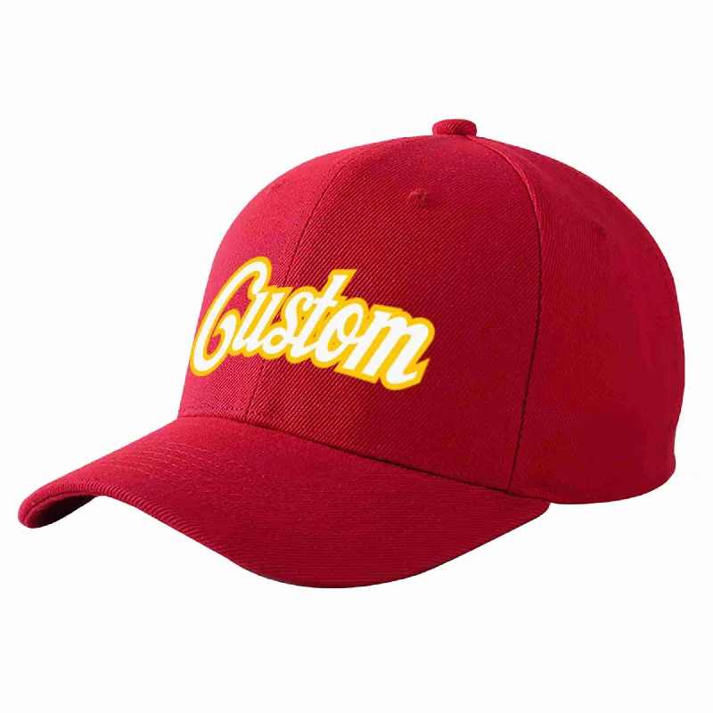 Custom Red White-Gold Curved Eaves Sport Baseball Cap Design for Men/Women/Youth