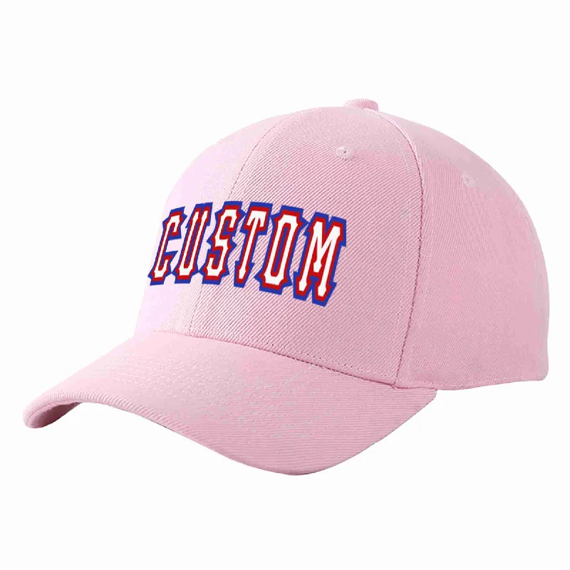 Custom Pink White-Red Curved Eaves Sport Baseball Cap Design for Men/Women/Youth