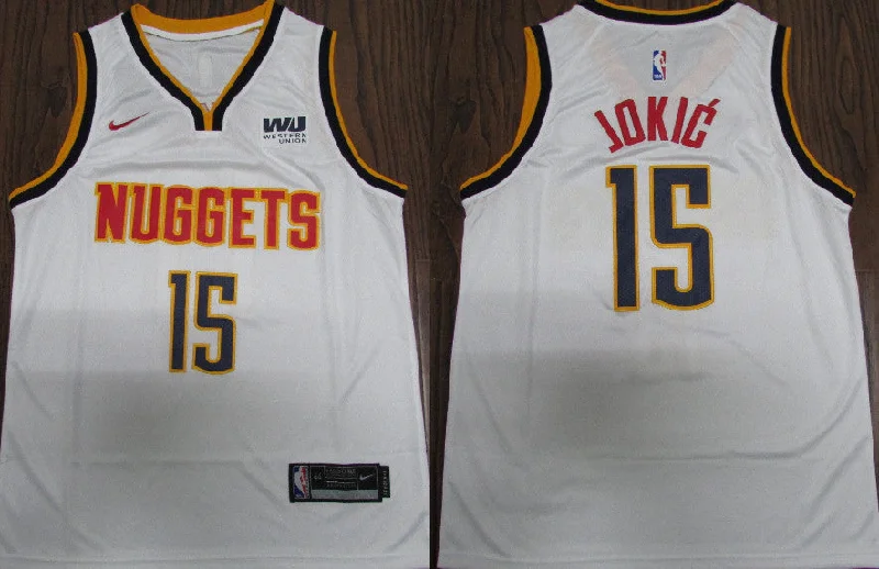 Nuggets 15 Nikola Jokic White Swingman Basketball Jersey