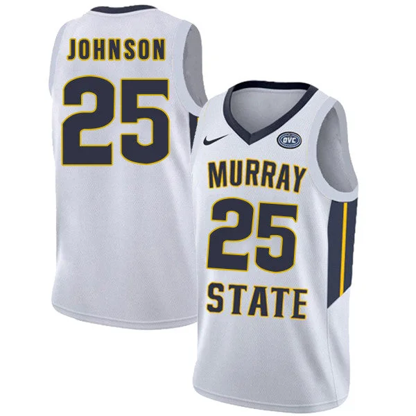 Murray State Racers 25 Jalen Johnson White College Basketball Basketball Jersey