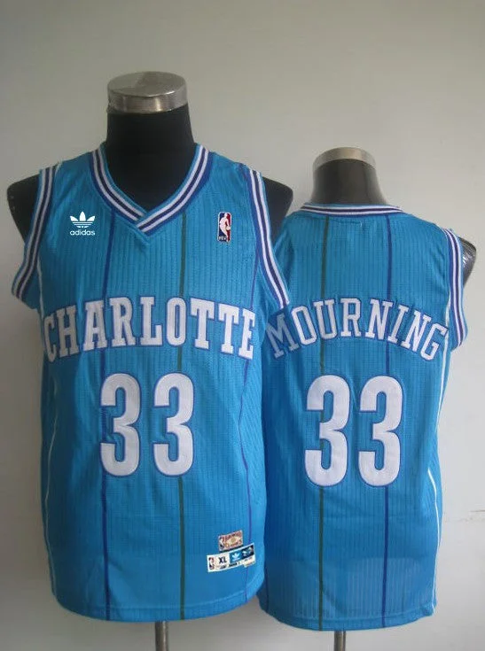 Hornets 33 Mourning Blue Hardwood Classics Basketball Jerseys