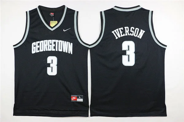 Georgetown Hoyas 3 Allen Iverson Black College Basketball Jersey