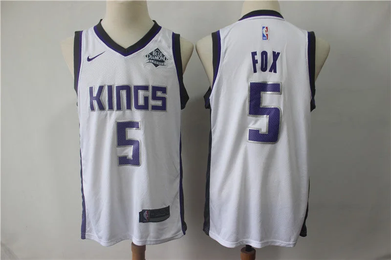 Kings 5 De'Aaron Fox White Swingman Basketball Jersey