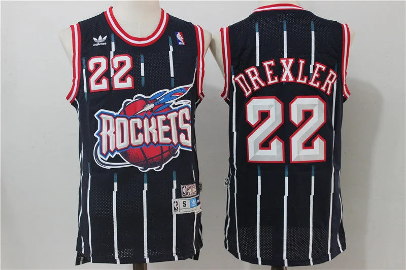 Rockets 22 Clyde Drexler Navy Hardwood Classics Swingman Basketball Jersey