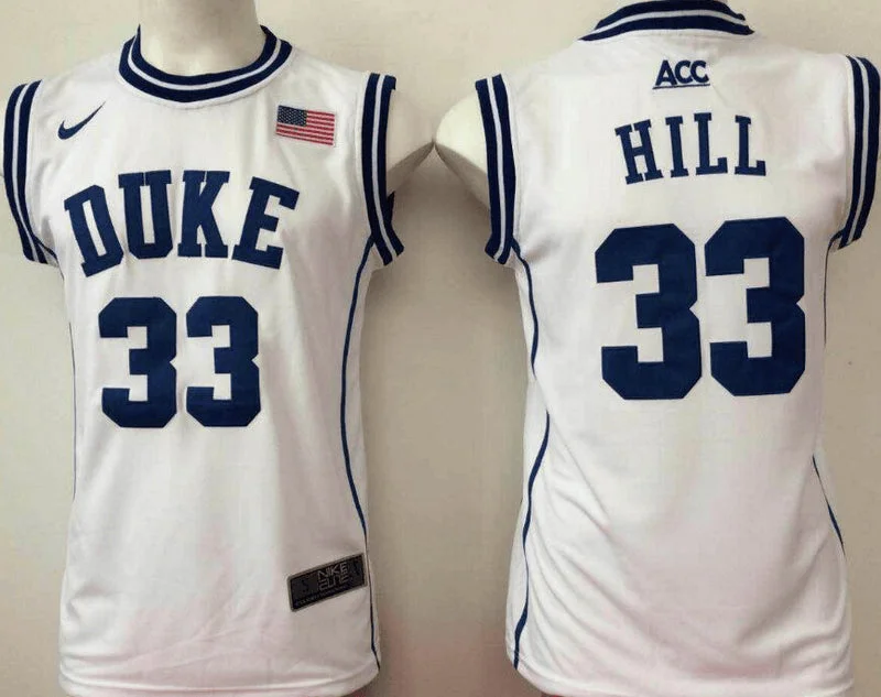 Duke Blue Devils 33 Grant Hill White College Basketball Basketball Jersey