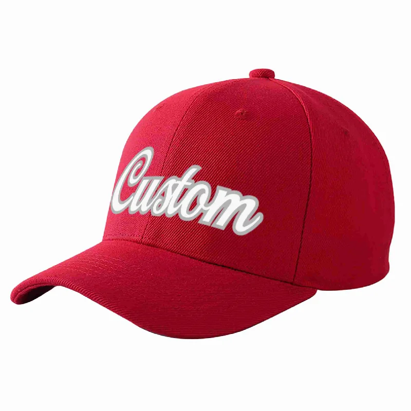 Custom Red White-Gray Curved Eaves Sport Baseball Cap Design for Men/Women/Youth