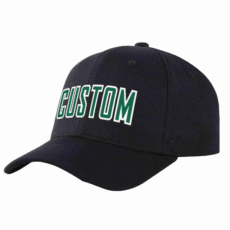 Custom Black Kelly Green-White Curved Eaves Sport Baseball Cap Design for Men/Women/Youth