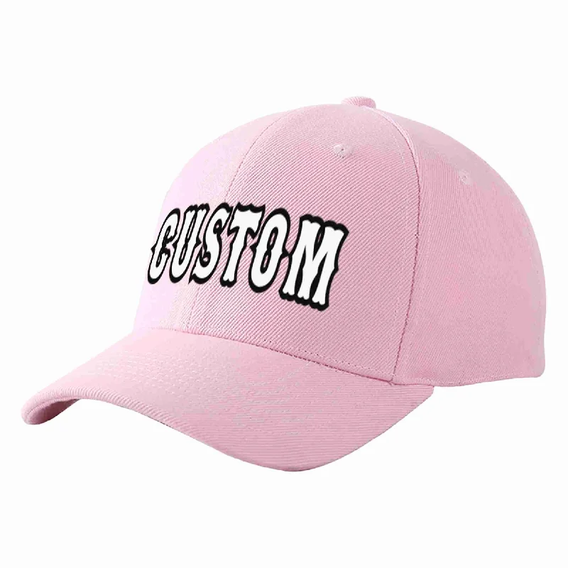 Custom Pink White-Black Curved Eaves Sport Baseball Cap Design for Men/Women/Youth