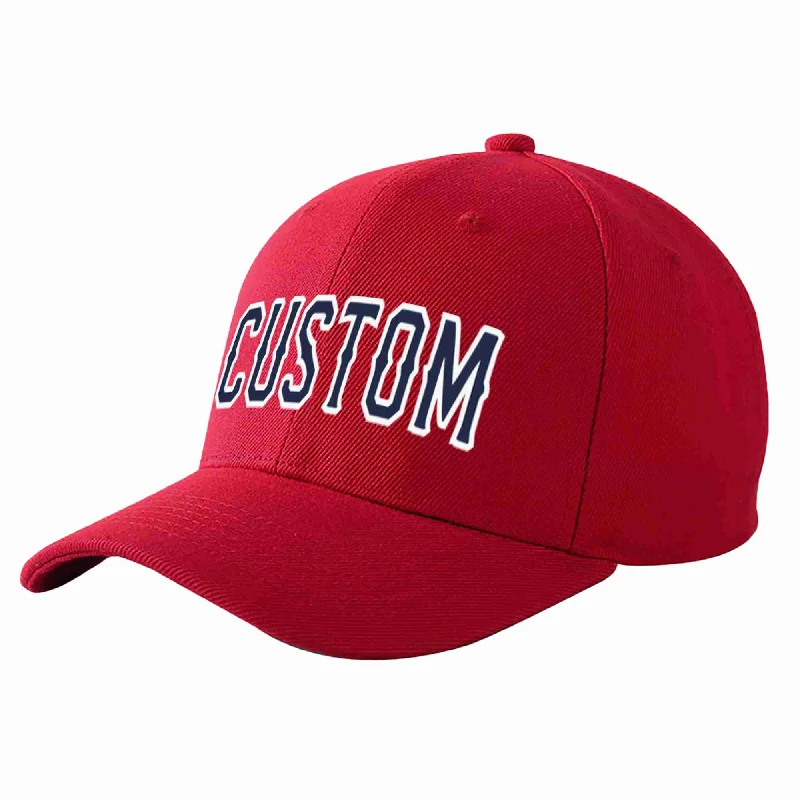 Custom Red Navy-White Curved Eaves Sport Baseball Cap Design for Men/Women/Youth