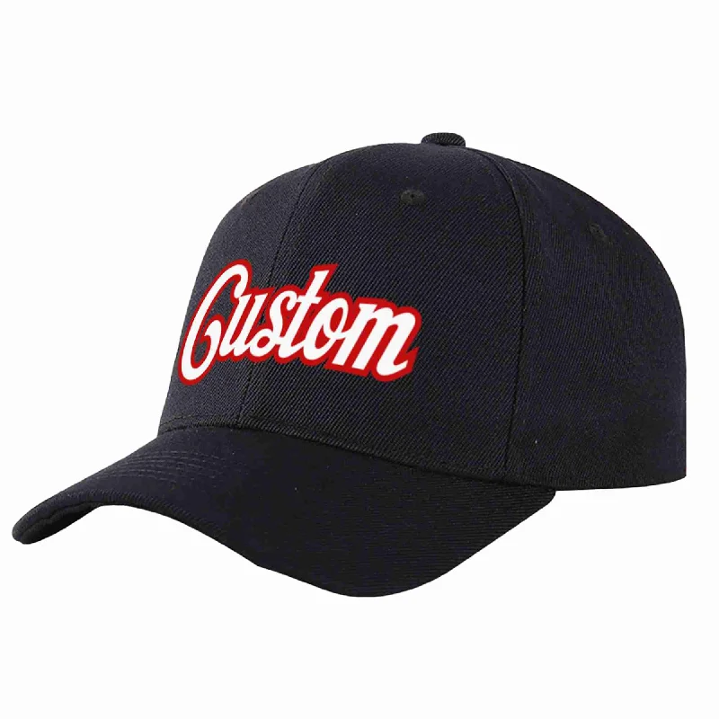 Custom Black White-Red Curved Eaves Sport Baseball Cap Design for Men/Women/Youth