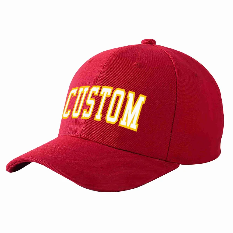 Custom Red White-Gold Curved Eaves Sport Baseball Cap Design for Men/Women/Youth