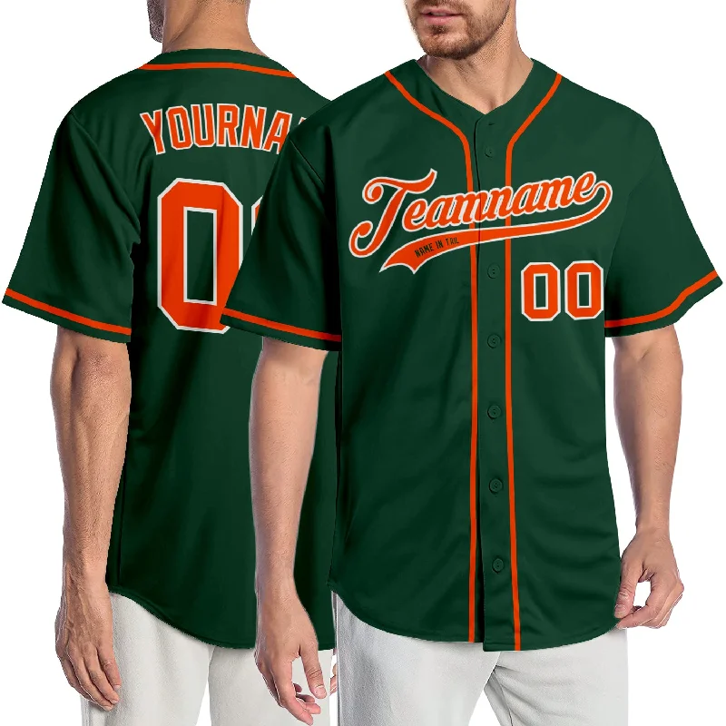 Custom Green Orange-White Authentic Baseball Jersey