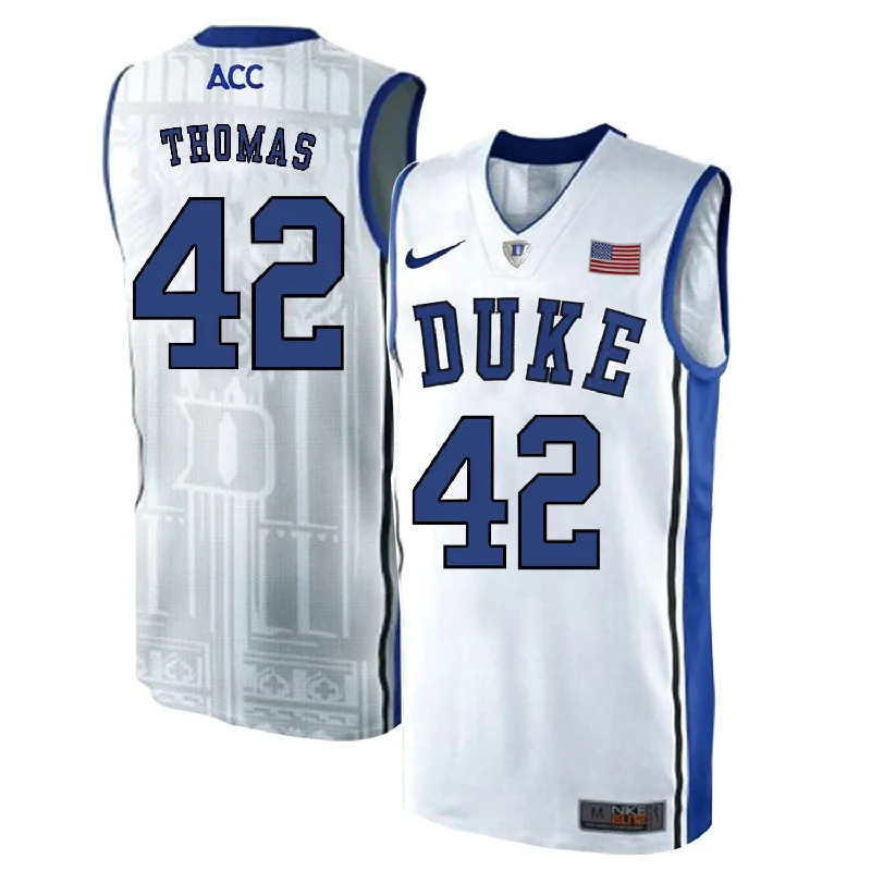 Duke Blue Devils 42 Lance Thomas White White Elite College Basketball Basketball Jersey