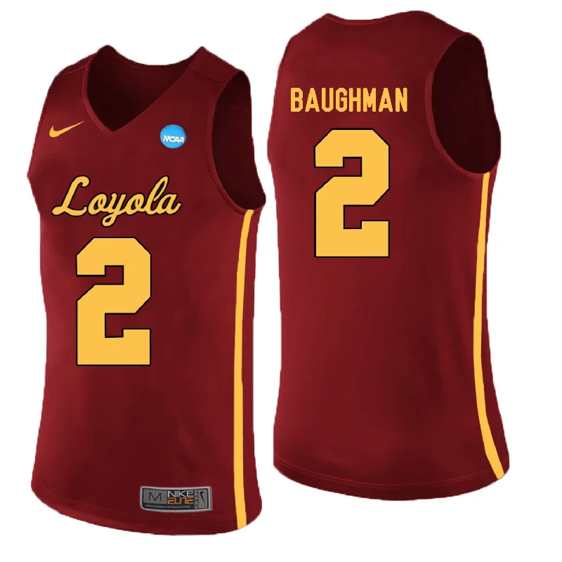 Loyola (Chi) Ramblers 2 Jake Baughman Red College Basketball Basketball Jersey